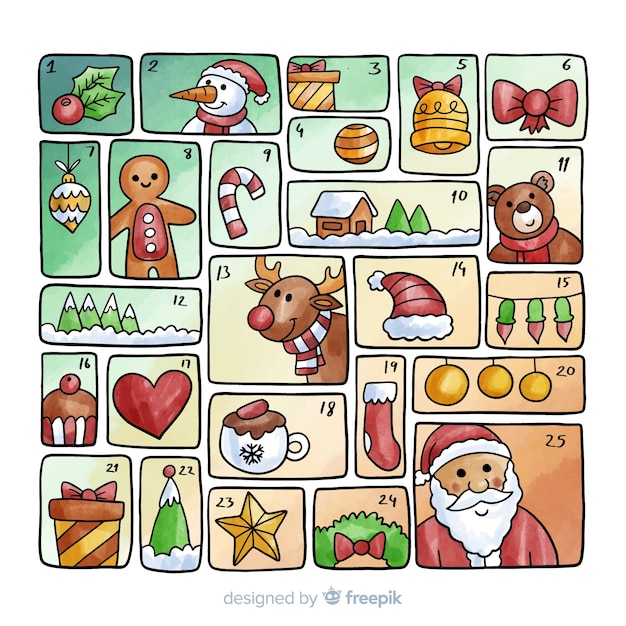 Free Vector hand drawn elements advent calendar