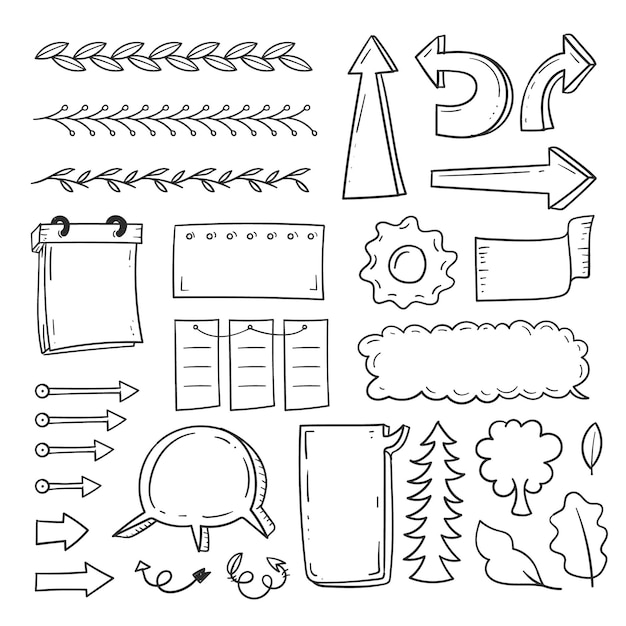 Hand drawn elements for bullet journals pack