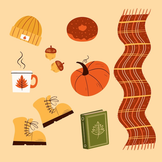 Free Vector hand drawn elements collection for autumn celebration