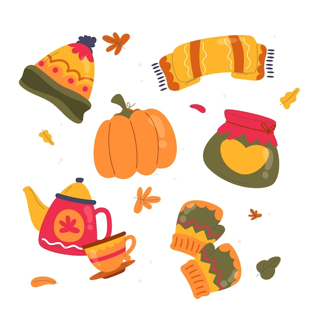 Free Vector hand drawn elements collection for autumn