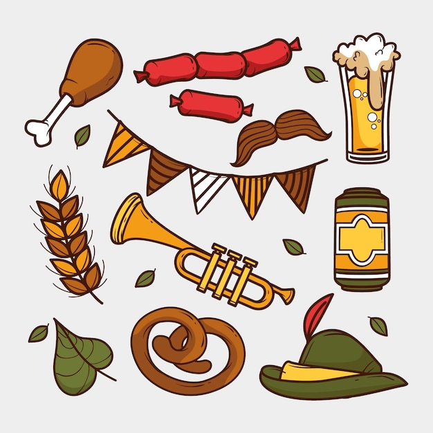 Free Vector hand drawn elements collection for oktoberfest festival