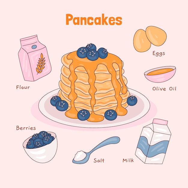 Hand drawn elements collection for pancake day celebration