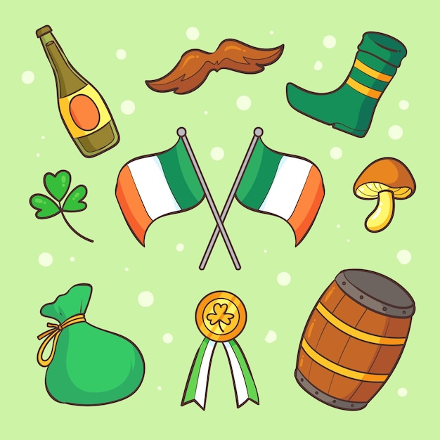 Hand drawn elements collection for st patrick's day celebration