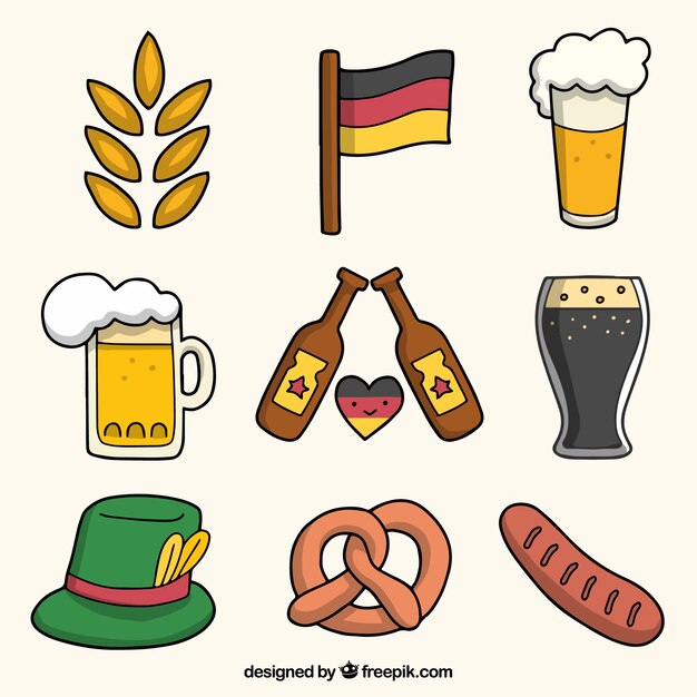 Hand drawn elements of german celebration