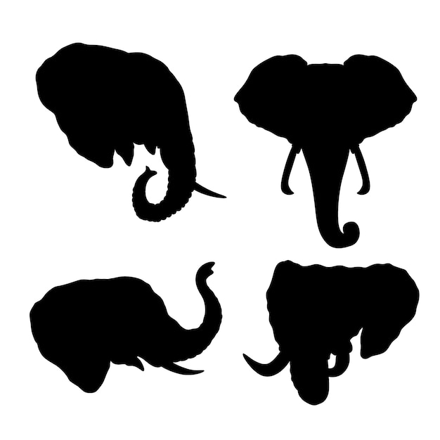 Hand drawn elephant head silhouette