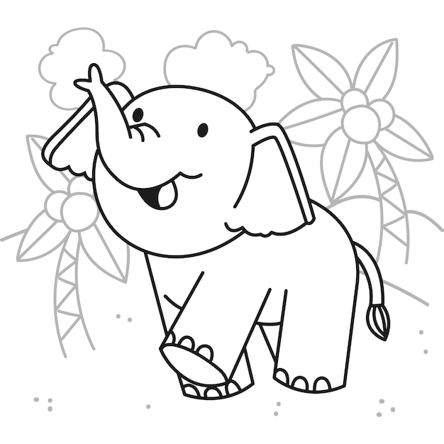 Free Vector hand drawn elephant outline illustration