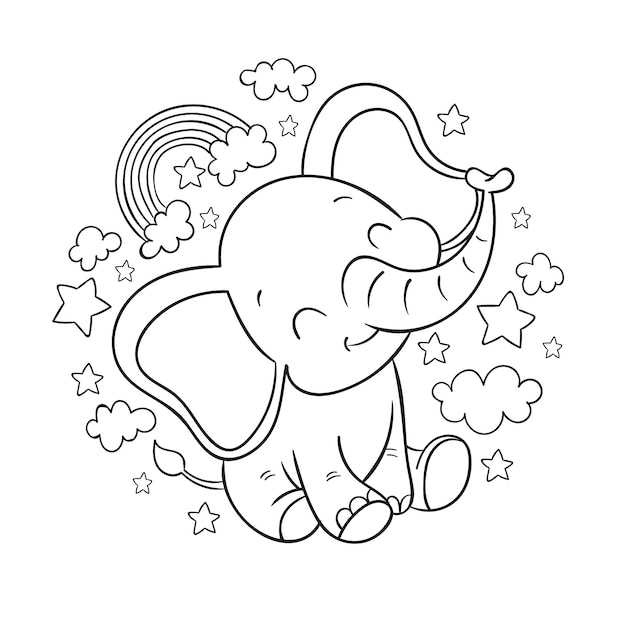 Free Vector hand drawn elephant outline illustration