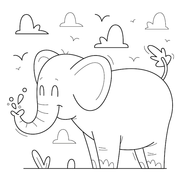 Free Vector hand drawn elephant outline illustration