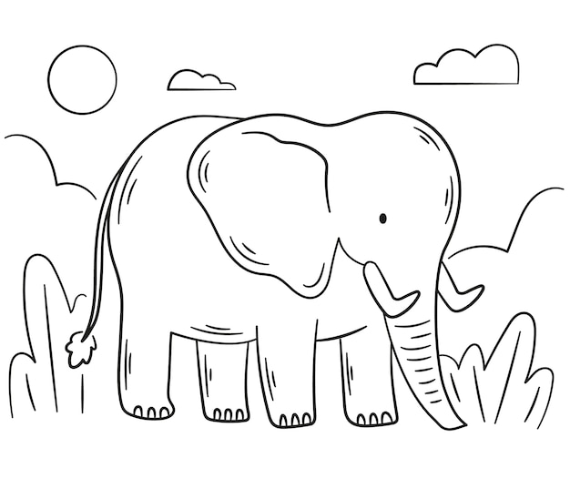 Free Vector hand drawn elephant outline illustration