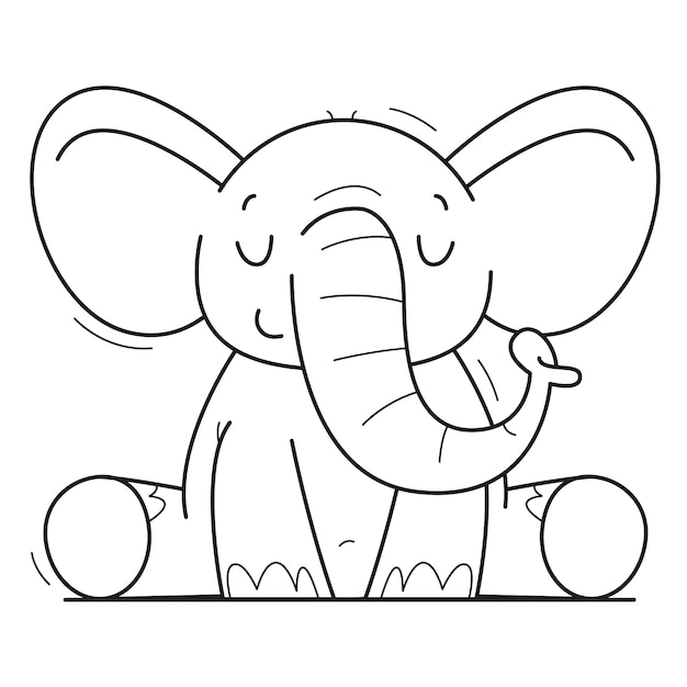 Hand drawn elephant outline illustration