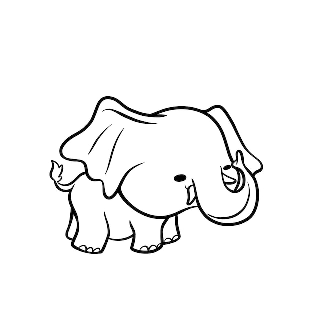 Hand drawn elephant outline illustration