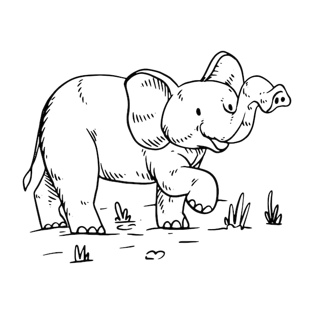 Free vector hand drawn elephant outline illustration