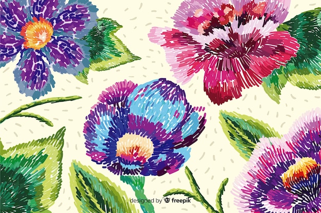 Free Vector hand drawn embroidery floral background