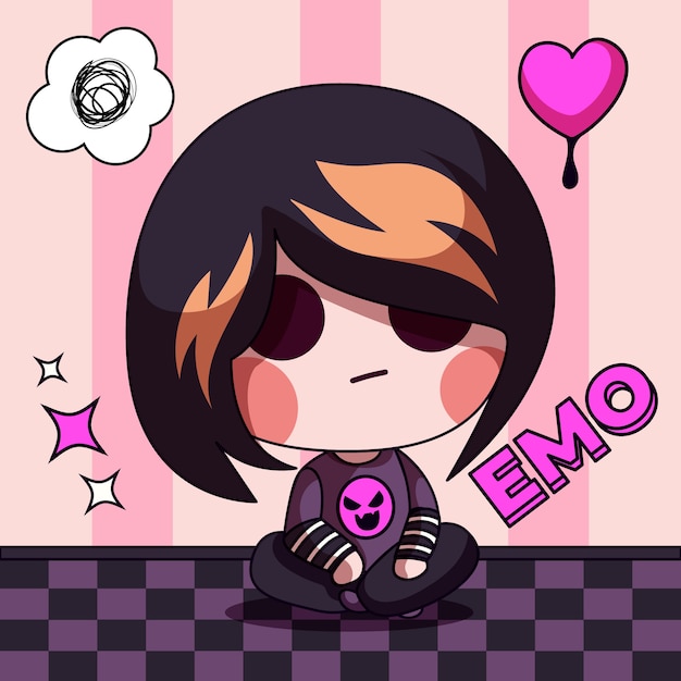 Free Vector hand drawn emo person illustration