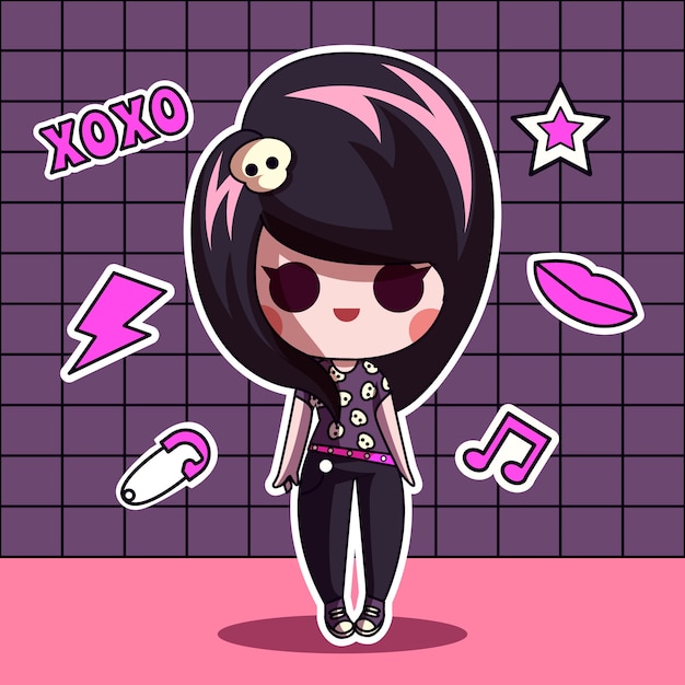 Free Vector hand drawn emo person illustration