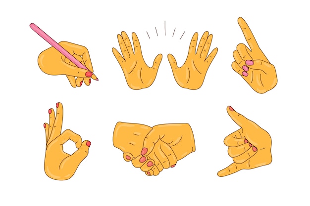 Free Vector hand drawn emoji hands element