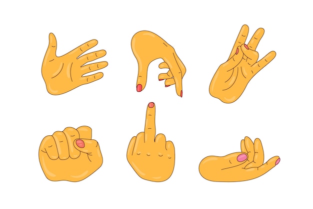 Hand drawn emoji hands element