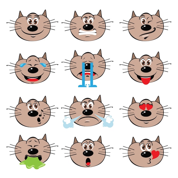 Free Vector hand drawn emoticons, cat