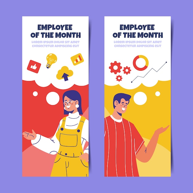 Hand drawn employee appreciation day vertical banners set