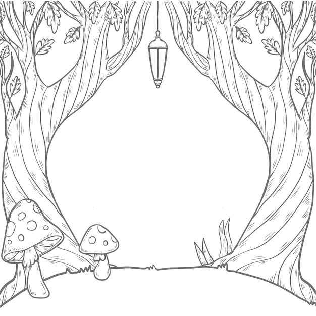 Free Vector hand drawn enchanted forest illustration