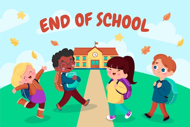 Hand drawn end of school illustration