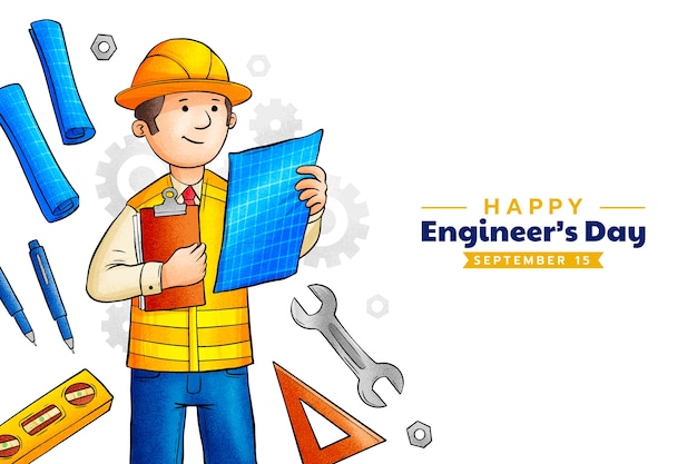 Free Vector hand drawn engineers day background