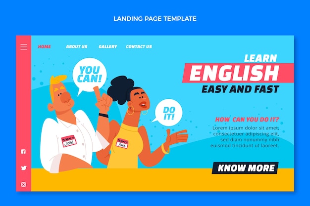 Hand drawn english lessons landing page