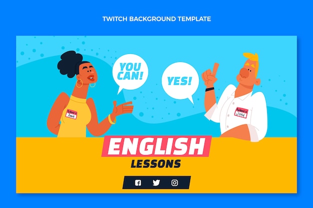 Hand drawn english lessons twitch background