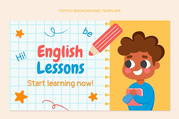 Hand drawn english lessons twitch background