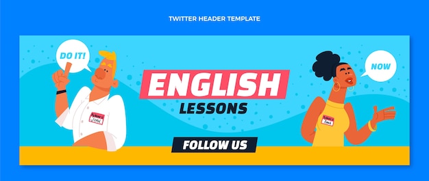 Hand drawn english lessons twitter header