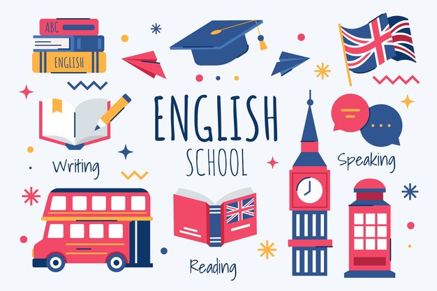 Hand drawn english school background