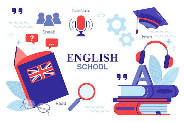 Hand drawn english school background