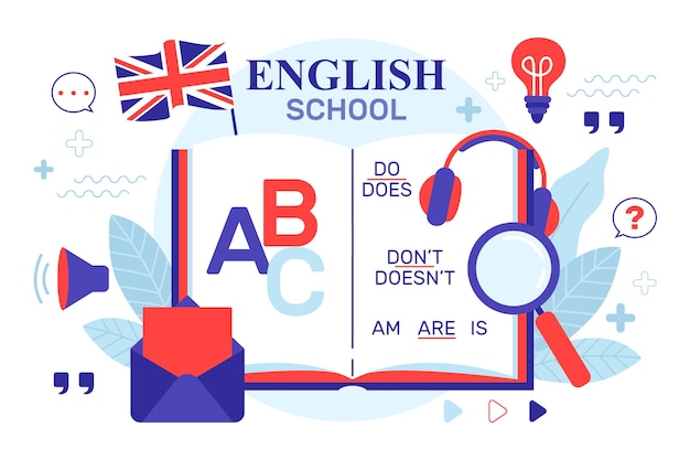 Hand drawn english school background