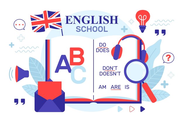 Hand drawn english school background