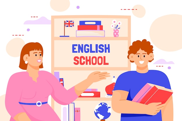 Hand drawn english school flat background