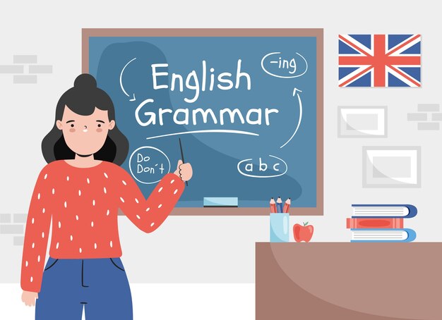 Hand drawn english school illustration design