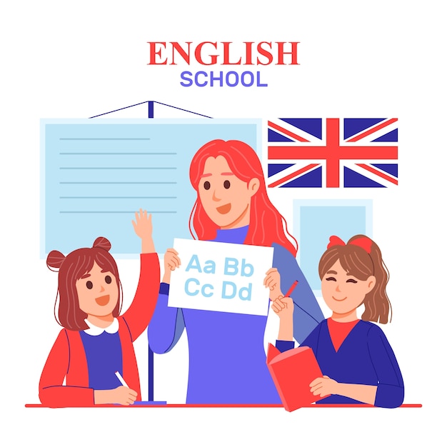 Hand drawn english school illustration