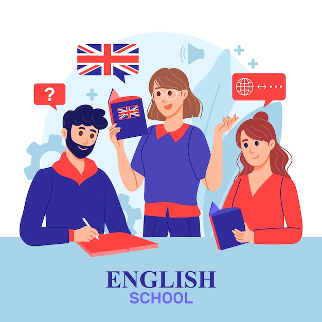 Hand drawn english school illustration