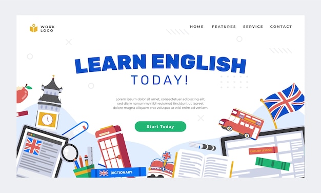 Hand drawn english school  landing page design