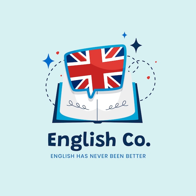 Hand drawn english school logo template