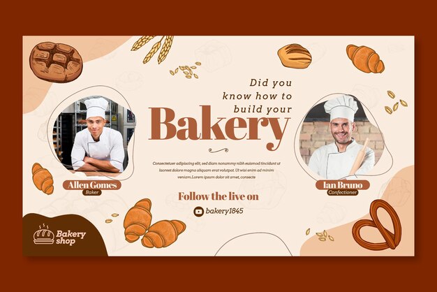 Hand drawn engraved bakery webinar template