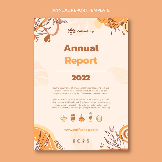 Hand drawn engraving coffee shop annual report