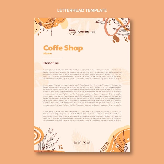 Free vector hand drawn engraving coffee shop letterhead