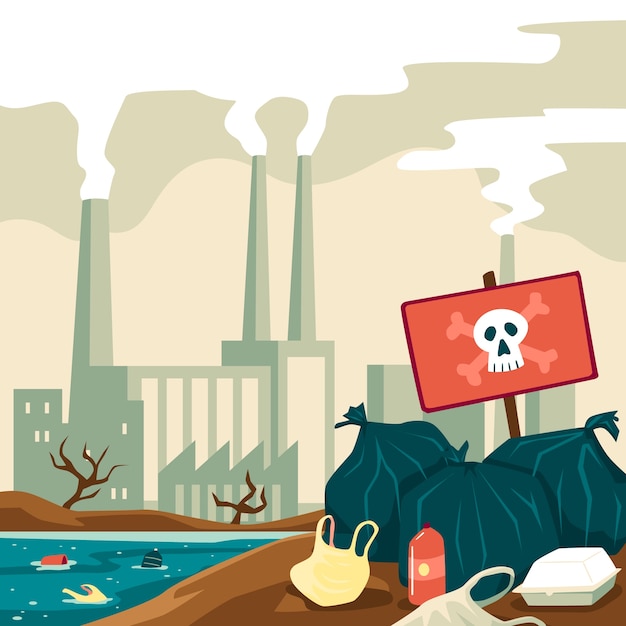 Free Vector hand drawn environmental pollution illustration