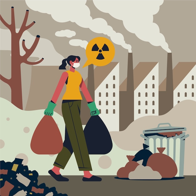 Free Vector hand drawn environmental pollution illustration