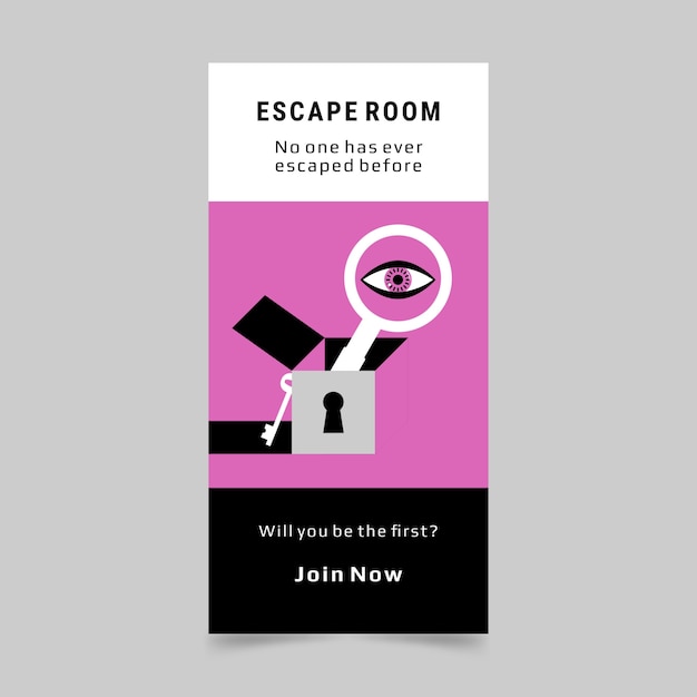 Free Vector hand drawn escape room vertical banner