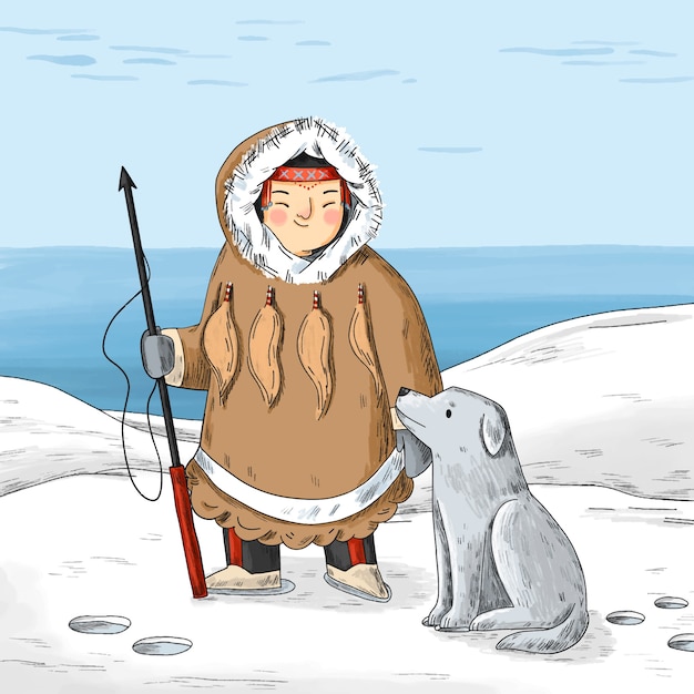 Hand drawn eskimo illustration