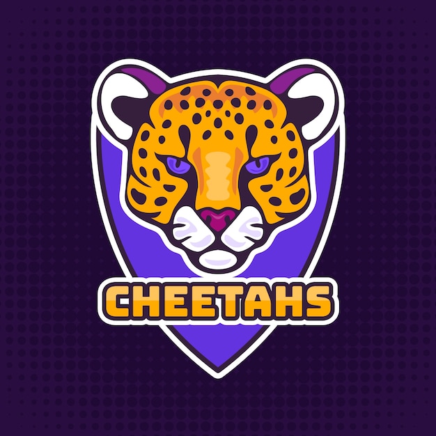 Free vector hand drawn esport cheetah  logo template