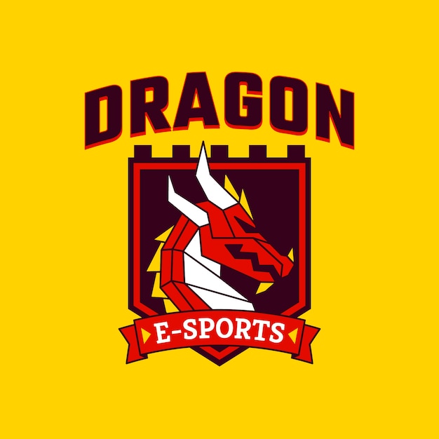 Free Vector hand drawn esport dragon  logo template