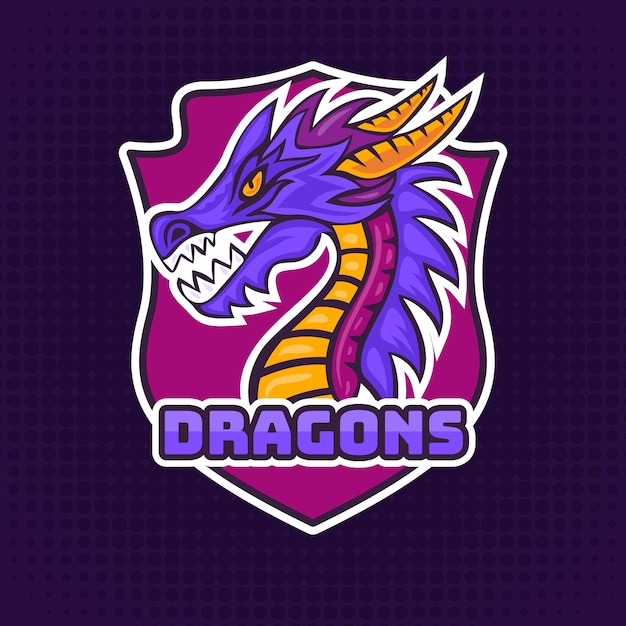 Free Vector hand drawn esport dragon logo template